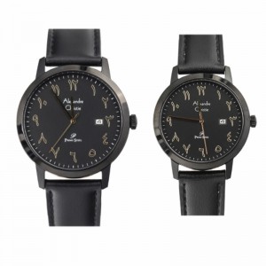 Alexandre Christie AC 1024 Full Black Gold Tick Leather Couple